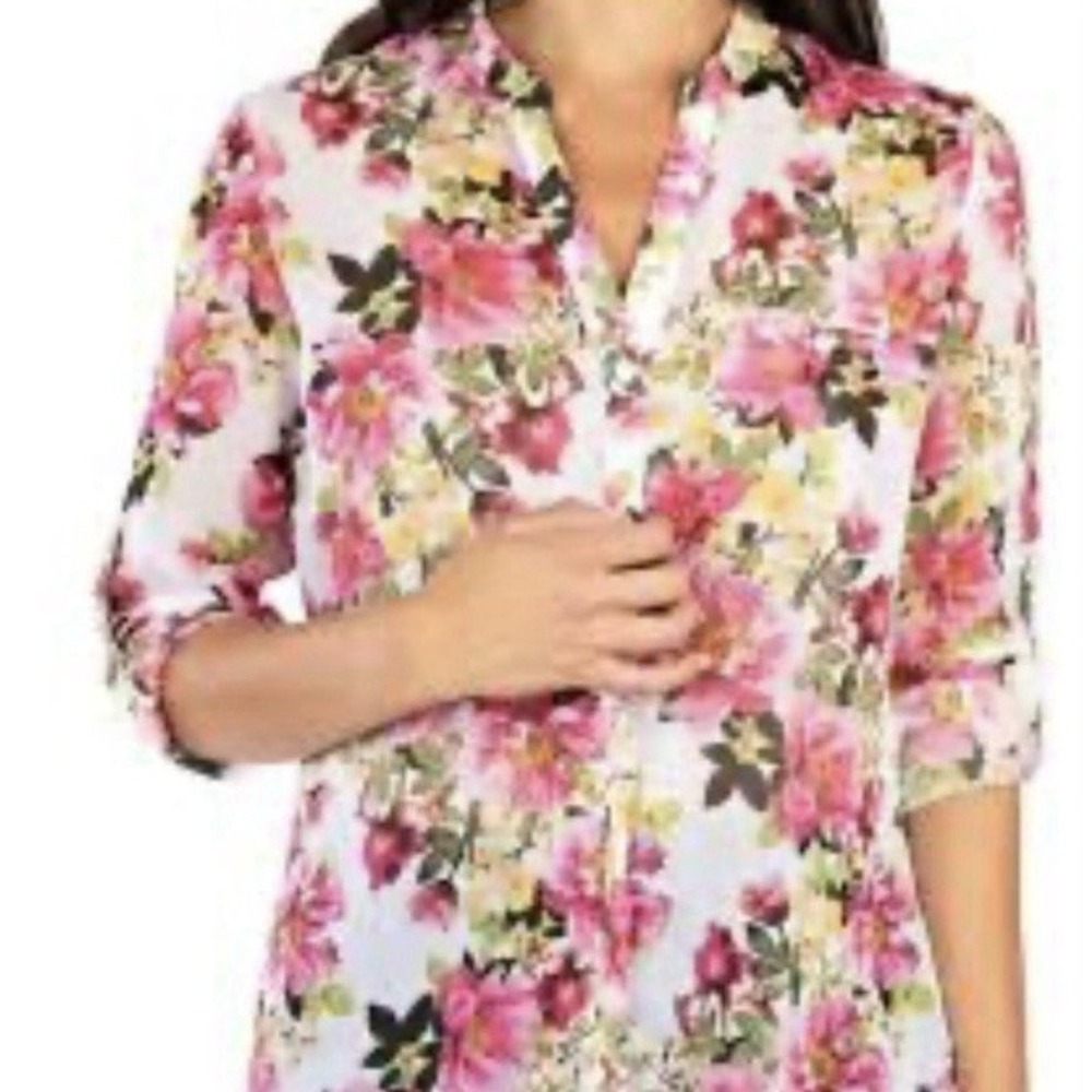 KUT From The Kloth Chiffon Button-Up Shirt Floral Dusty Pink Small NWT - Picture 14 of 14